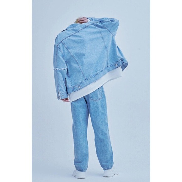 ADD-SEOUL Raw Edged Denim Jacket Blue Free Size Men's Jean Jacket - Picture 6 of 10